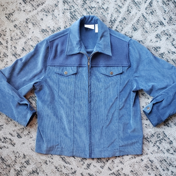 Alfred Dunner blue jacket Corduroy Large - Picture 1 of 4